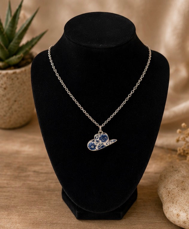 Cowboy hat gold necklace ￼