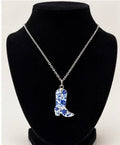 blue cowboy boot necklace
